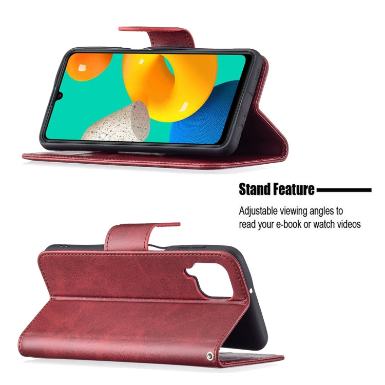 For Samsung Galaxy M32 Retro Lambskin Texture Pure Color Horizontal Flip PU Leather Case with Holder & Card Slots & Wallet & Lanyard
