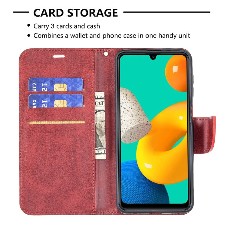 For Samsung Galaxy M32 Retro Lambskin Texture Pure Color Horizontal Flip PU Leather Case with Holder & Card Slots & Wallet & Lanyard
