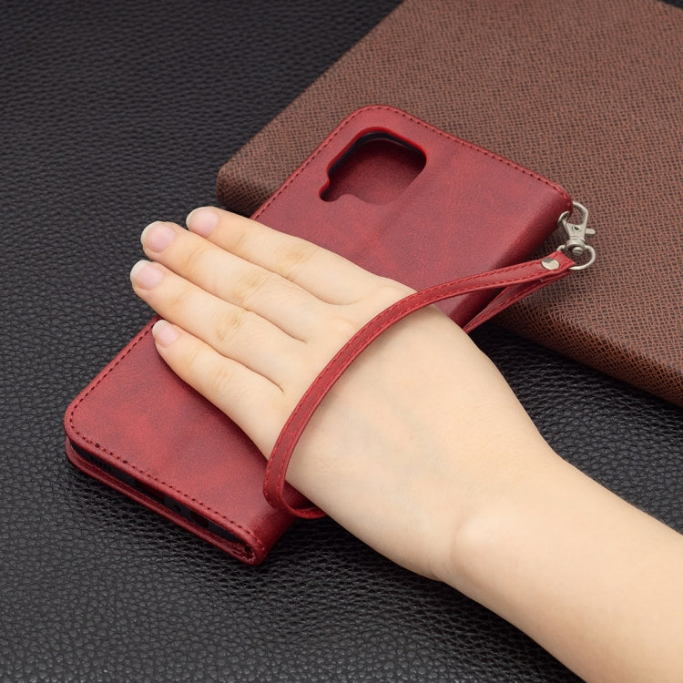 For Samsung Galaxy M32 Retro Lambskin Texture Pure Color Horizontal Flip PU Leather Case with Holder & Card Slots & Wallet & Lanyard