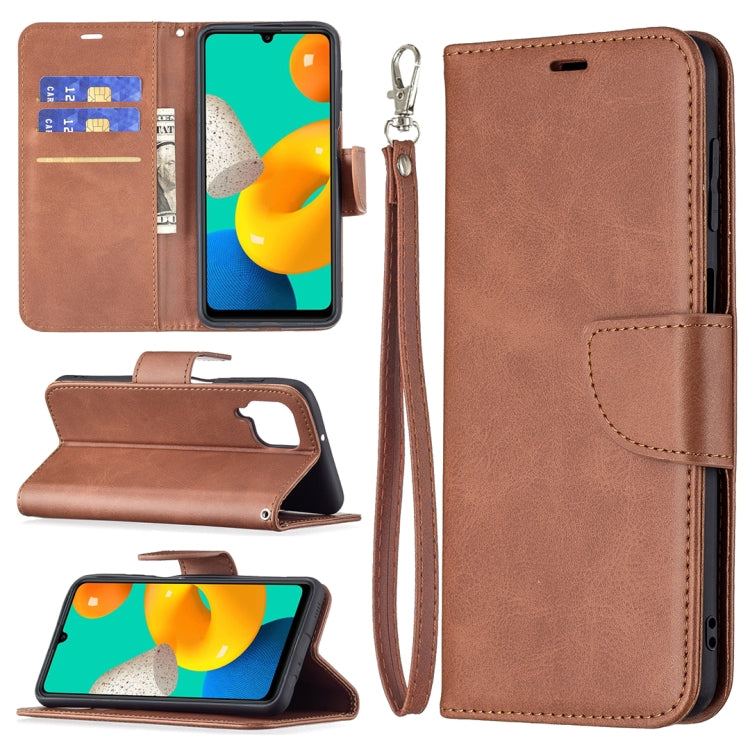 For Samsung Galaxy M32 Retro Lambskin Texture Pure Color Horizontal Flip PU Leather Case with Holder & Card Slots & Wallet & Lanyard