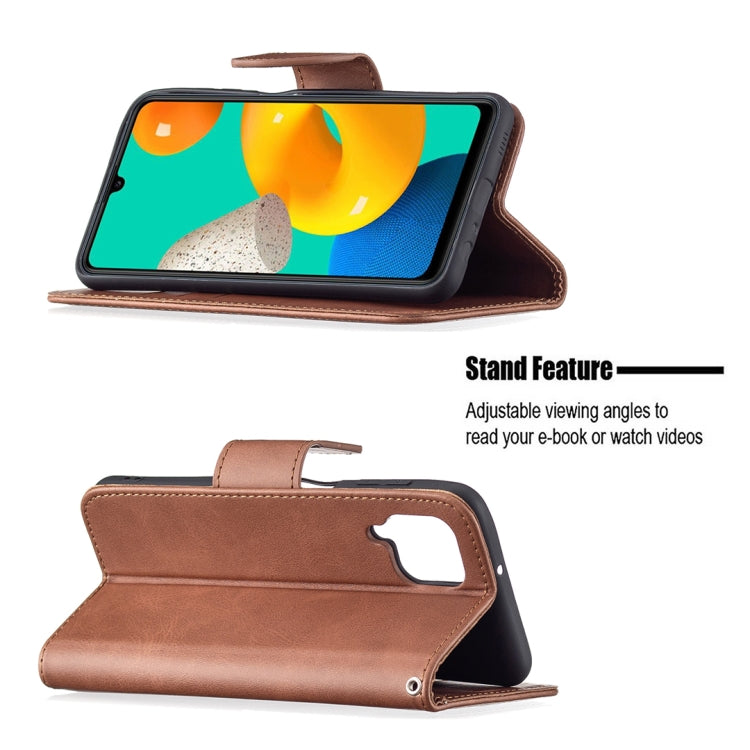 For Samsung Galaxy M32 Retro Lambskin Texture Pure Color Horizontal Flip PU Leather Case with Holder & Card Slots & Wallet & Lanyard
