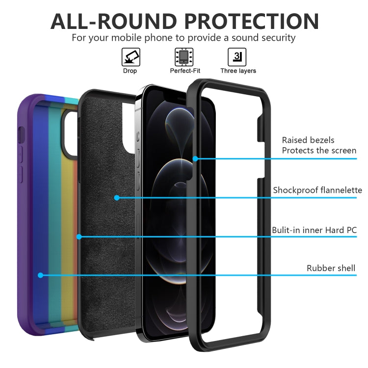 For iPhone 13 mini Rainbow Silicone +PC Shockproof Skid-proof Dust-proof Case