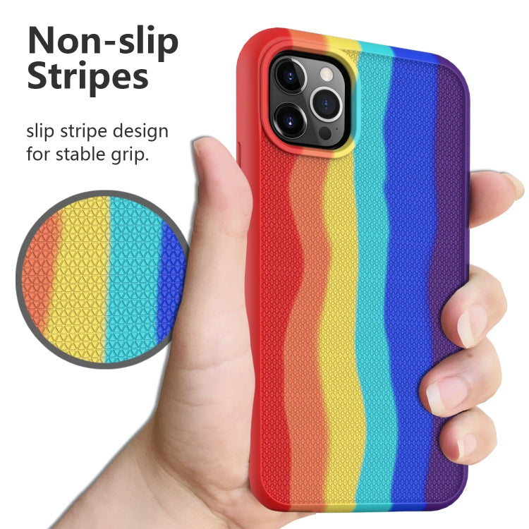 For iPhone 13 Rainbow Silicone +PC Shockproof Skid-proof Dust-proof Case