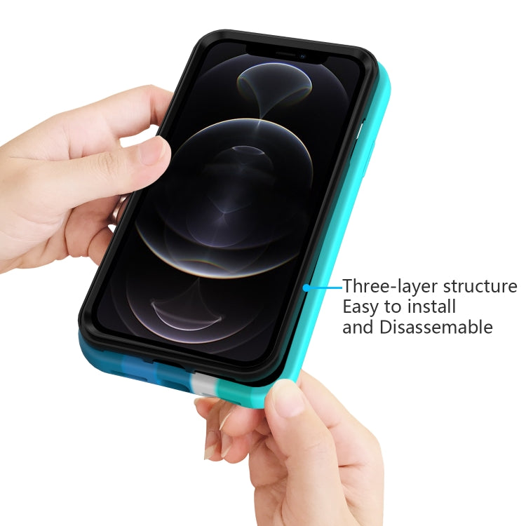 For iPhone 13 Rainbow Silicone +PC Shockproof Skid-proof Dust-proof Case