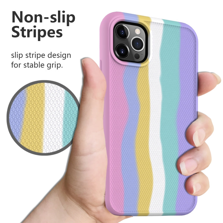 For iPhone 13 Rainbow Silicone +PC Shockproof Skid-proof Dust-proof Case