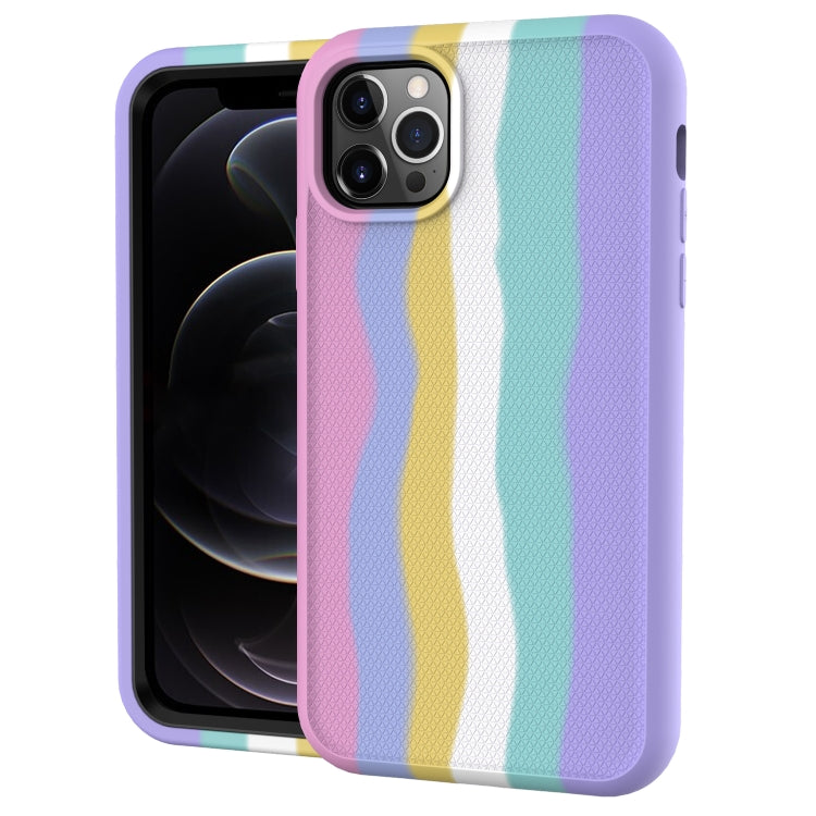 For iPhone 13 Pro Rainbow Silicone +PC Shockproof Skid-proof Dust-proof Case