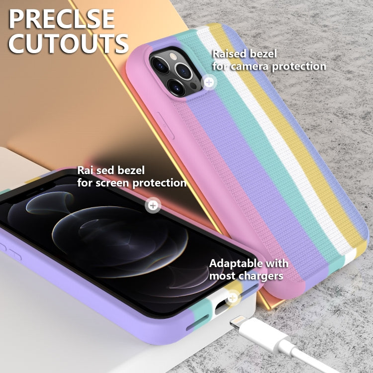 For iPhone 13 Pro Rainbow Silicone +PC Shockproof Skid-proof Dust-proof Case