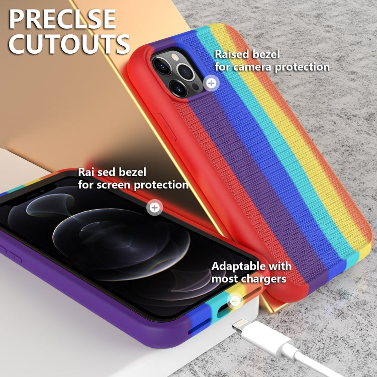 For iPhone 13 Pro Max Rainbow Silicone +PC Shockproof Skid-proof Dust-proof Case
