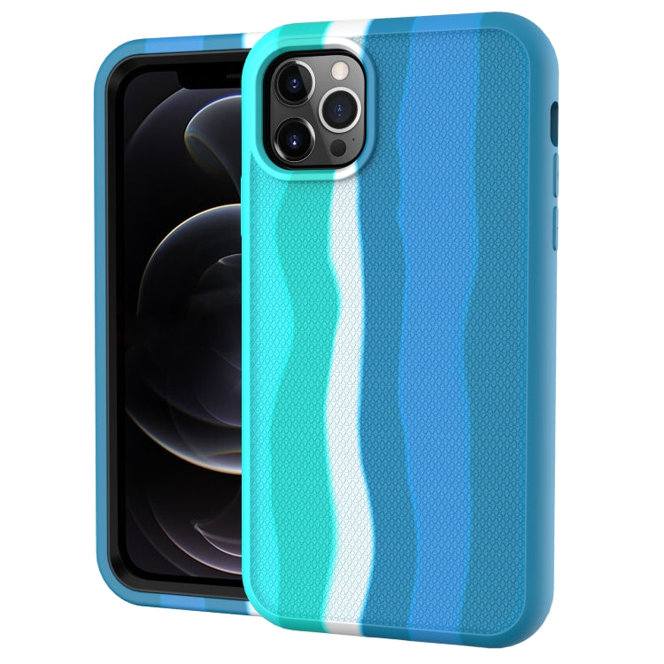 For iPhone 13 Pro Max Rainbow Silicone +PC Shockproof Skid-proof Dust-proof Case