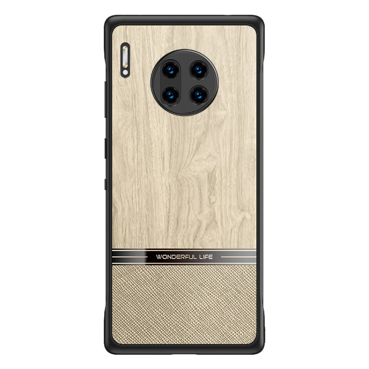 For Huawei Mate 30 Pro Shang Rui Wood Grain Skin PU + TPU Shockproof Case