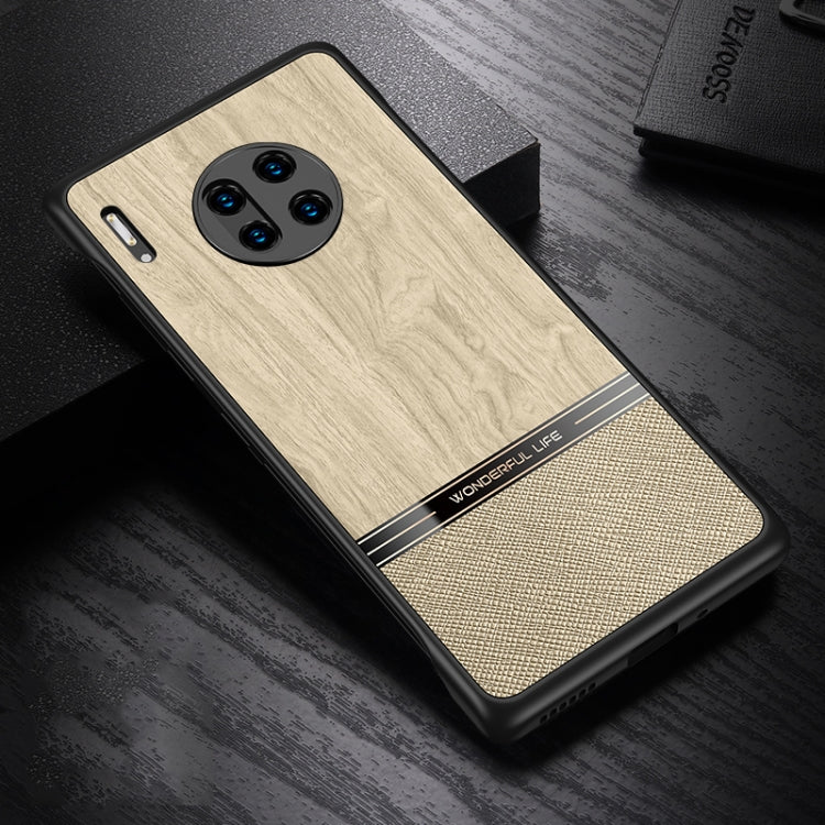 For Huawei Mate 30 Pro Shang Rui Wood Grain Skin PU + TPU Shockproof Case
