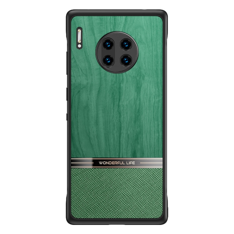 For Huawei Mate 30 Pro Shang Rui Wood Grain Skin PU + TPU Shockproof Case