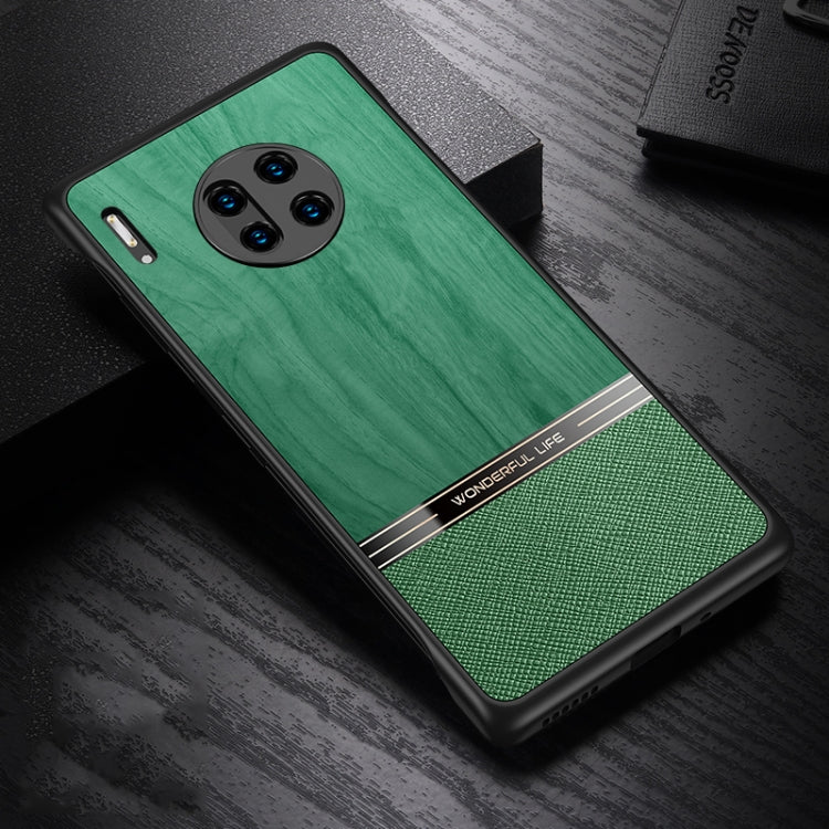 For Huawei Mate 30 Pro Shang Rui Wood Grain Skin PU + TPU Shockproof Case