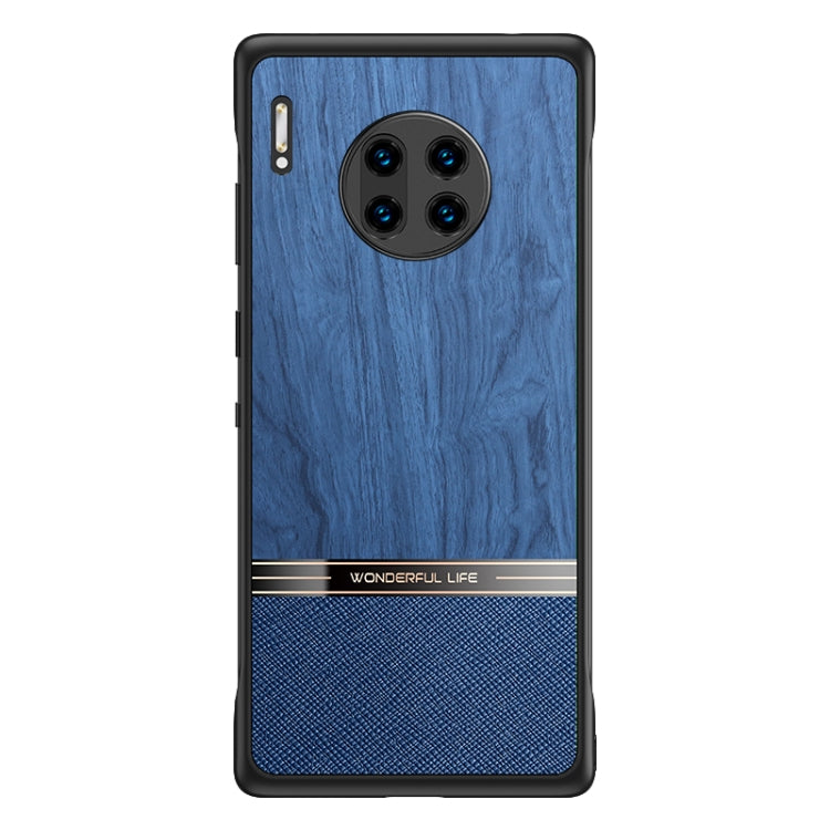 For Huawei Mate 30 Pro Shang Rui Wood Grain Skin PU + TPU Shockproof Case
