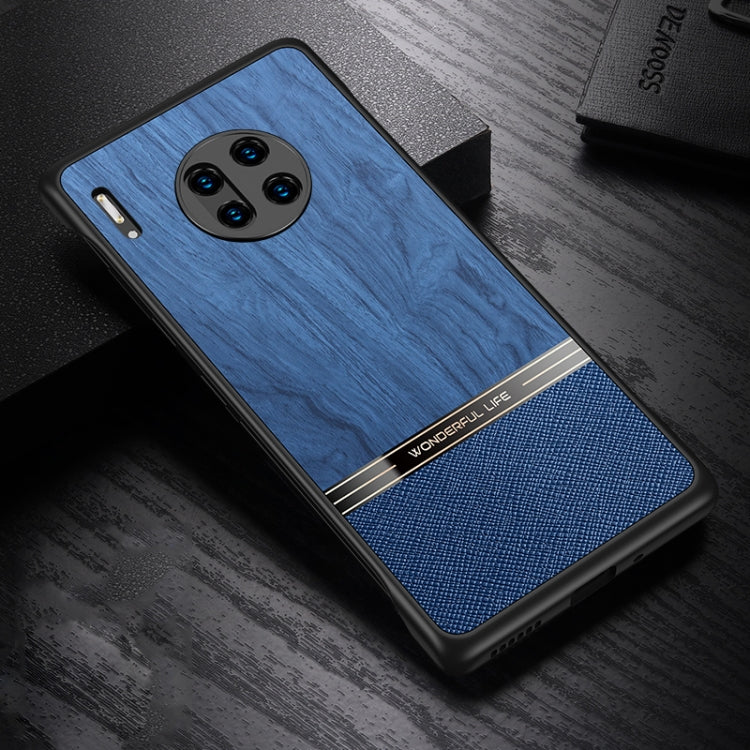 For Huawei Mate 30 Pro Shang Rui Wood Grain Skin PU + TPU Shockproof Case