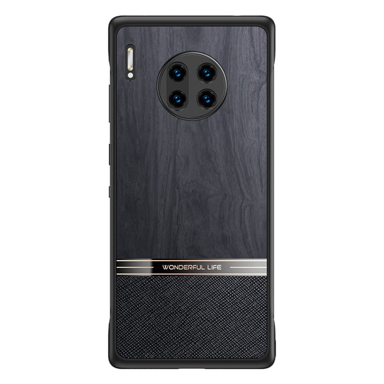For Huawei Mate 30 Pro Shang Rui Wood Grain Skin PU + TPU Shockproof Case