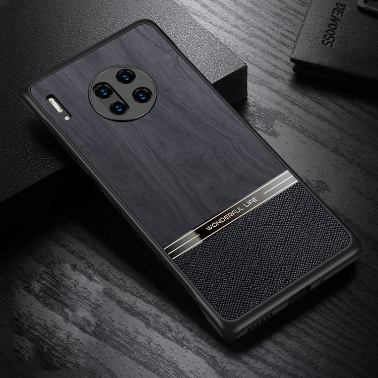 For Huawei Mate 30 Pro Shang Rui Wood Grain Skin PU + TPU Shockproof Case