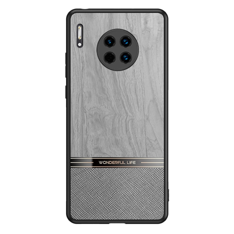 For Huawei Mate 30 Shang Rui Wood Grain Skin PU + TPU Shockproof Case
