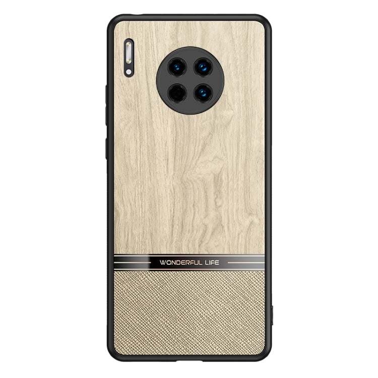 For Huawei Mate 30 Shang Rui Wood Grain Skin PU + TPU Shockproof Case