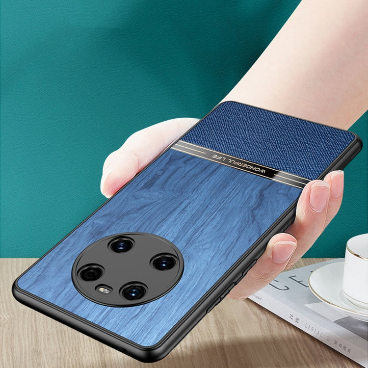For Huawei Mate 30 Shang Rui Wood Grain Skin PU + TPU Shockproof Case