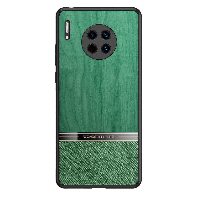 For Huawei Mate 30 Shang Rui Wood Grain Skin PU + TPU Shockproof Case