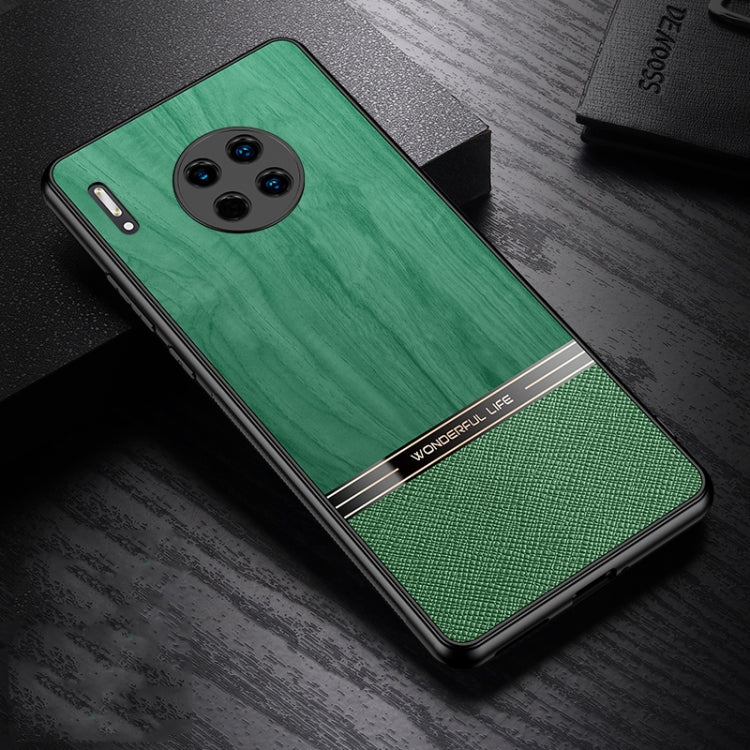 For Huawei Mate 30 Shang Rui Wood Grain Skin PU + TPU Shockproof Case