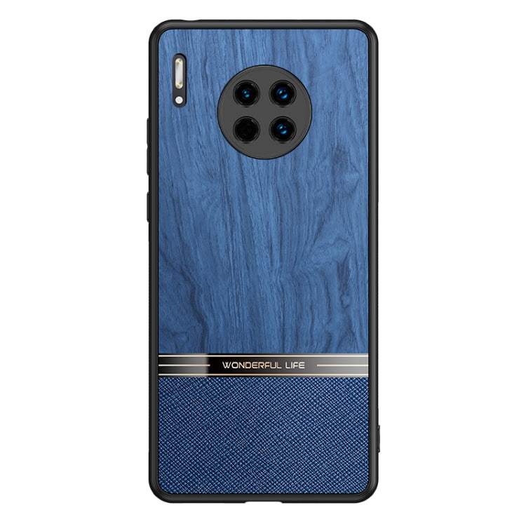 For Huawei Mate 30 Shang Rui Wood Grain Skin PU + TPU Shockproof Case