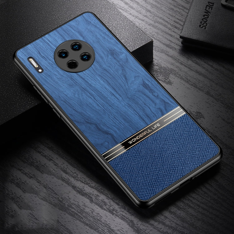 For Huawei Mate 30 Shang Rui Wood Grain Skin PU + TPU Shockproof Case
