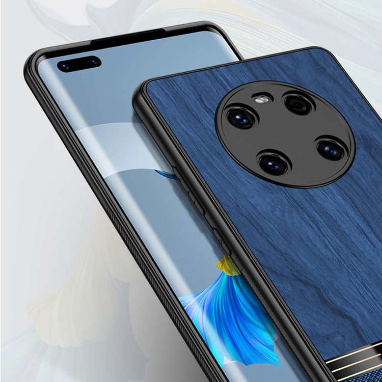 For Huawei Mate 30 Shang Rui Wood Grain Skin PU + TPU Shockproof Case