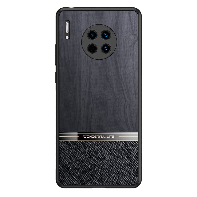 For Huawei Mate 30 Shang Rui Wood Grain Skin PU + TPU Shockproof Case