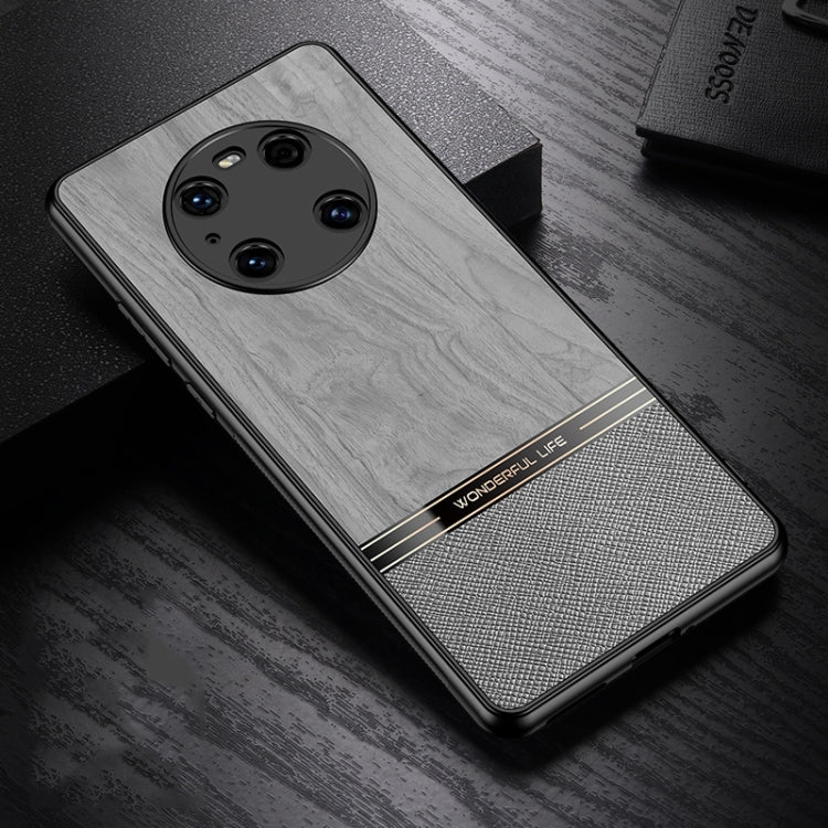 For Huawei Mate 40 Pro Shang Rui Wood Grain Skin PU + TPU Shockproof Case