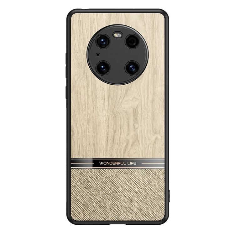 For Huawei Mate 40 Pro Shang Rui Wood Grain Skin PU + TPU Shockproof Case