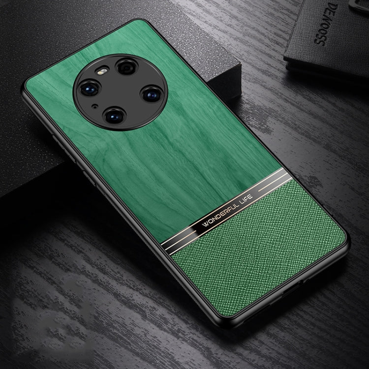 For Huawei Mate 40 Pro Shang Rui Wood Grain Skin PU + TPU Shockproof Case