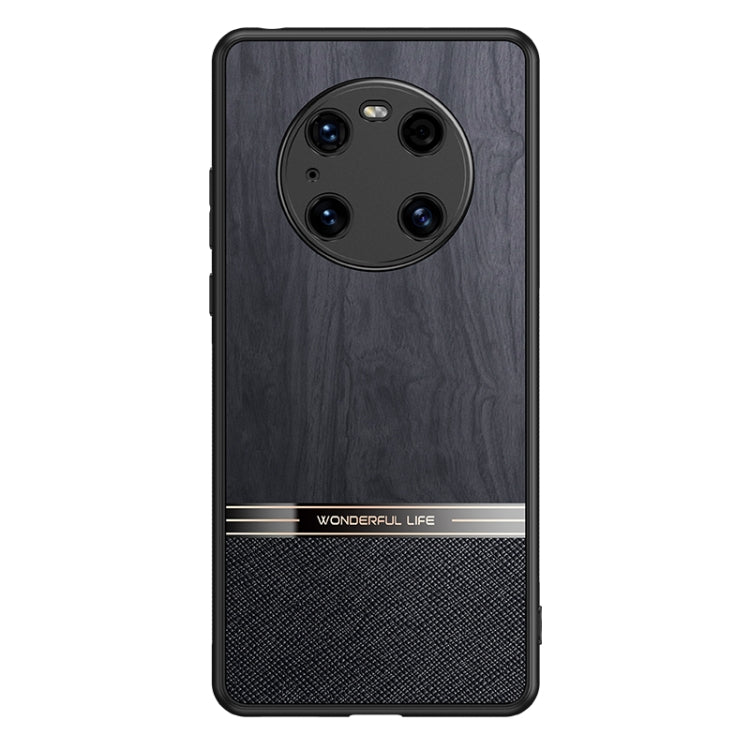 For Huawei Mate 40 Pro Shang Rui Wood Grain Skin PU + TPU Shockproof Case
