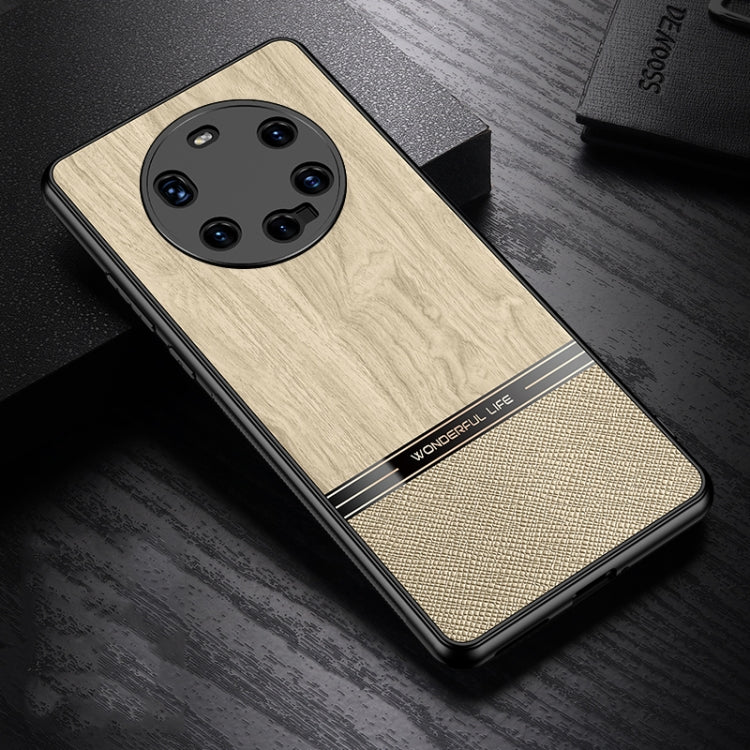 For Huawei Mate 40 Shang Rui Wood Grain Skin PU + TPU Shockproof Case