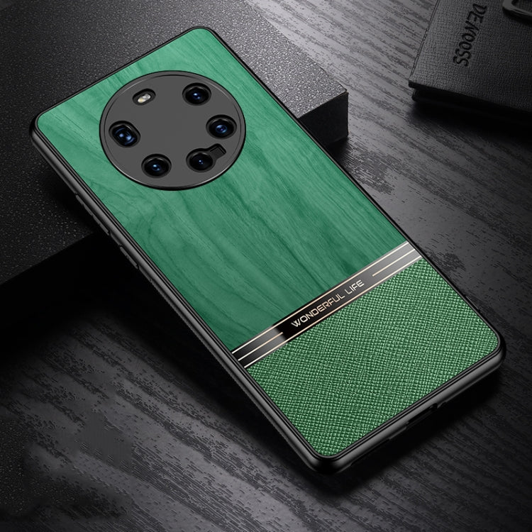 For Huawei Mate 40 Shang Rui Wood Grain Skin PU + TPU Shockproof Case