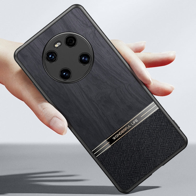 For Huawei Mate 40 Shang Rui Wood Grain Skin PU + TPU Shockproof Case