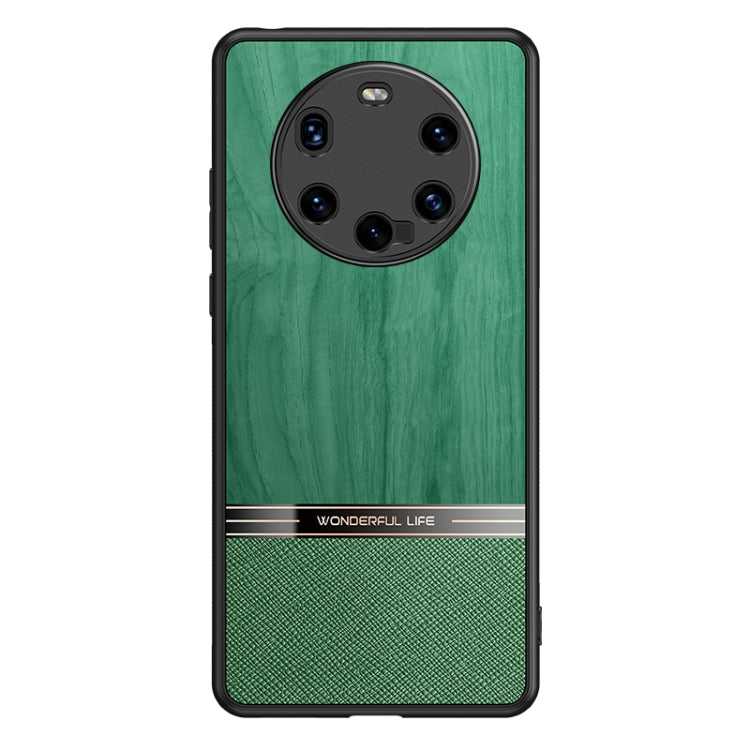 For Huawei Mate 40 Pro+ Shang Rui Wood Grain Skin PU + TPU Shockproof Case