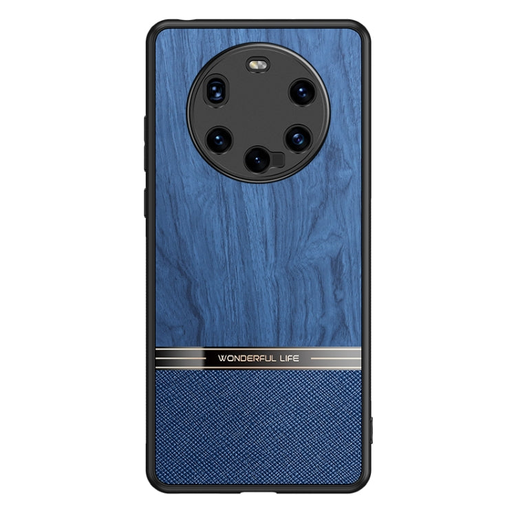 For Huawei Mate 40 Pro+ Shang Rui Wood Grain Skin PU + TPU Shockproof Case