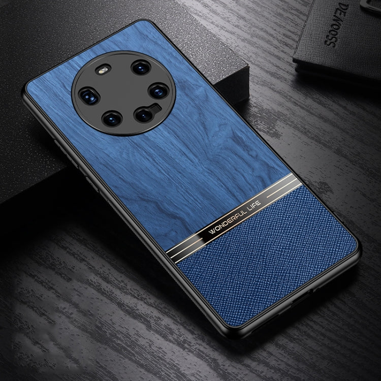 For Huawei Mate 40 Pro+ Shang Rui Wood Grain Skin PU + TPU Shockproof Case