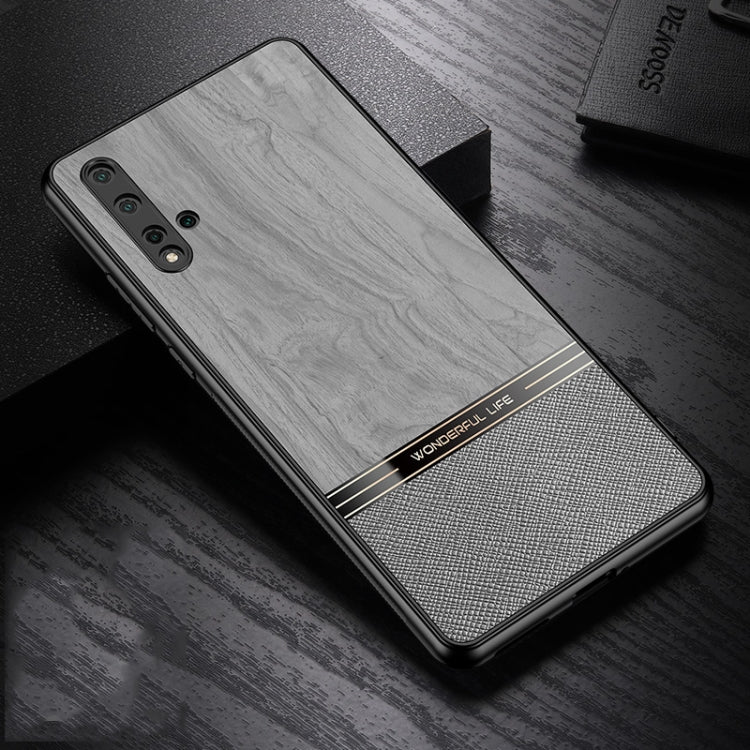 For Huawei nova 5 Shang Rui Wood Grain Skin PU + TPU Shockproof Case