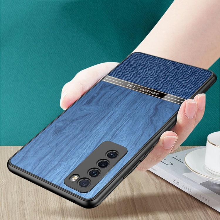 For Huawei nova 5 Shang Rui Wood Grain Skin PU + TPU Shockproof Case