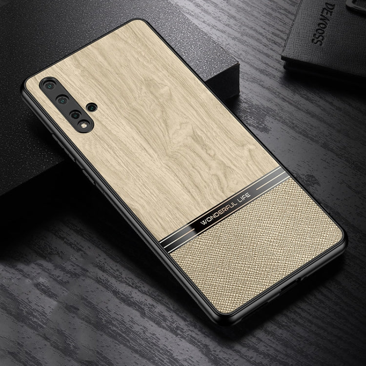 For Huawei nova 5 Shang Rui Wood Grain Skin PU + TPU Shockproof Case