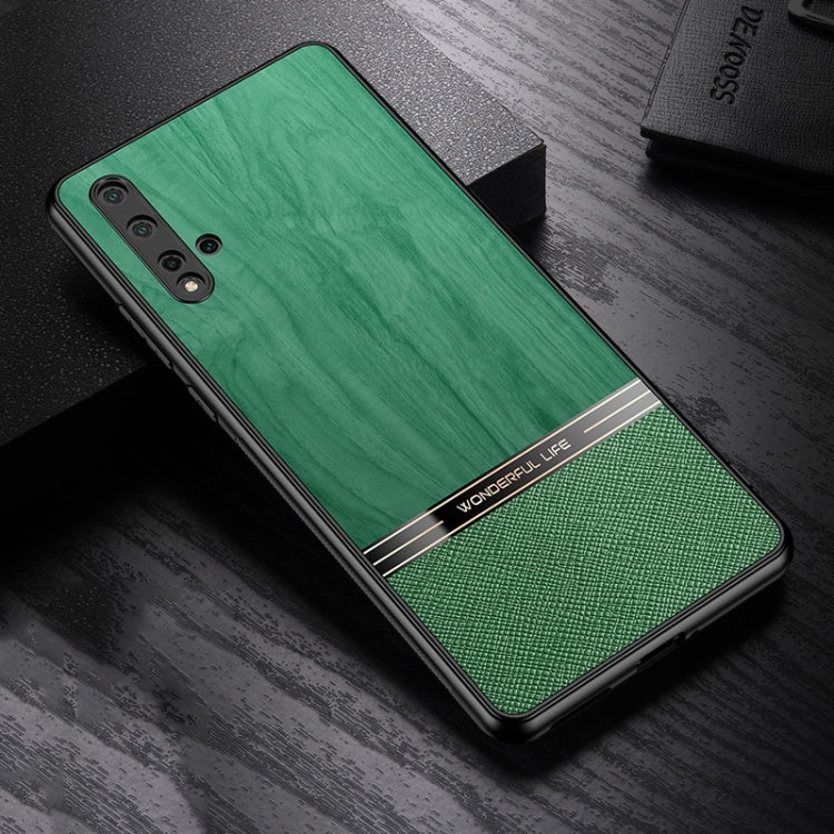For Huawei nova 5 Shang Rui Wood Grain Skin PU + TPU Shockproof Case