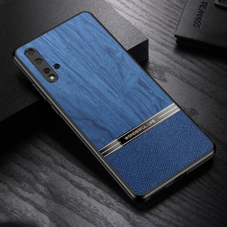 For Huawei nova 5 Shang Rui Wood Grain Skin PU + TPU Shockproof Case