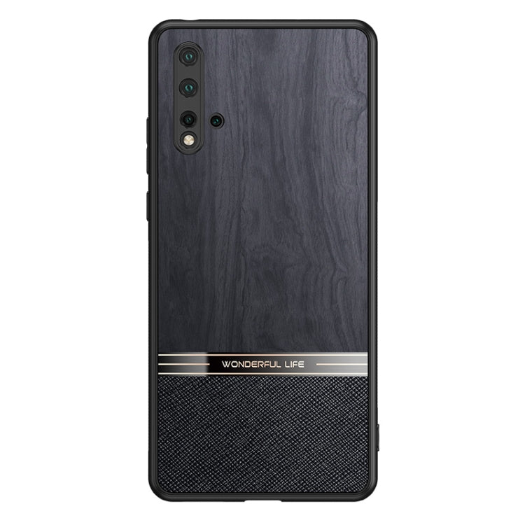 For Huawei nova 5 Shang Rui Wood Grain Skin PU + TPU Shockproof Case