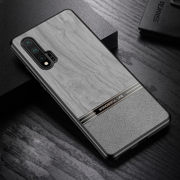 For Huawei nova 6 Shang Rui Wood Grain Skin PU + TPU Shockproof Case