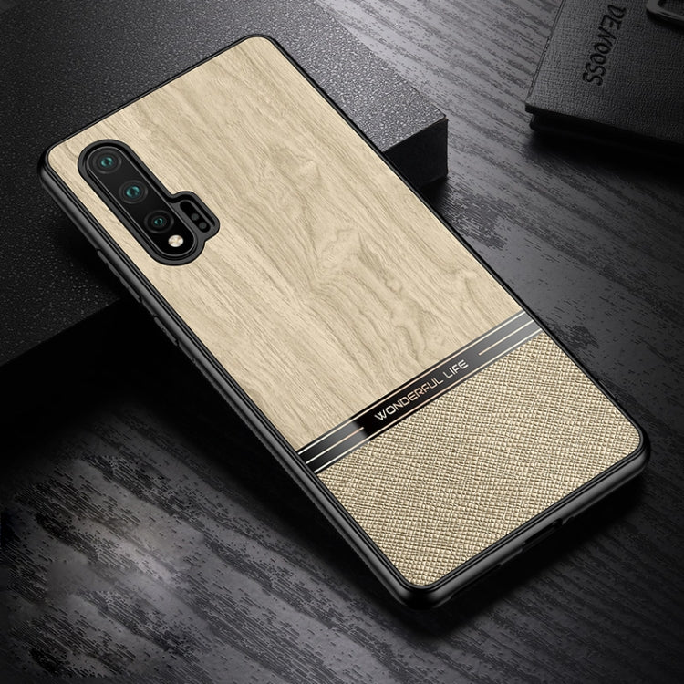 For Huawei nova 6 Shang Rui Wood Grain Skin PU + TPU Shockproof Case