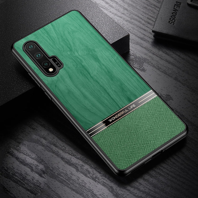 For Huawei nova 6 Shang Rui Wood Grain Skin PU + TPU Shockproof Case