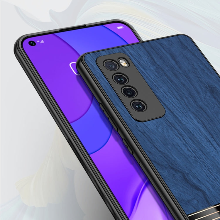 For Huawei nova 6 Shang Rui Wood Grain Skin PU + TPU Shockproof Case